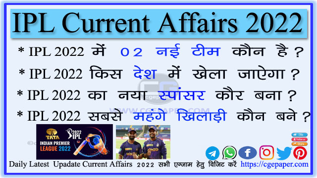 IPL Current Affairs 2022 in Hindi