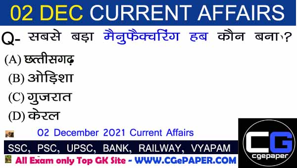 02 December 2021 Current Affairs in Hindi