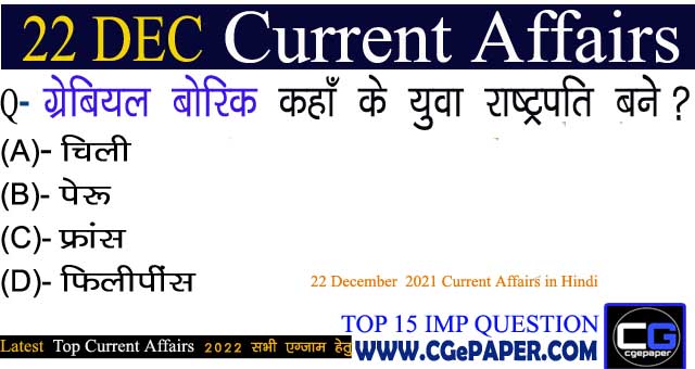 22 December 2021 Daily Current Affairs