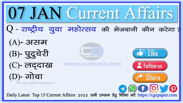 7 January 2022 Current Affairs in Hindi