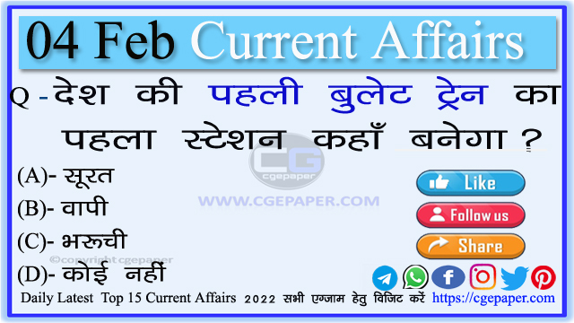 4 February 2022 Current Affairs in Hindi