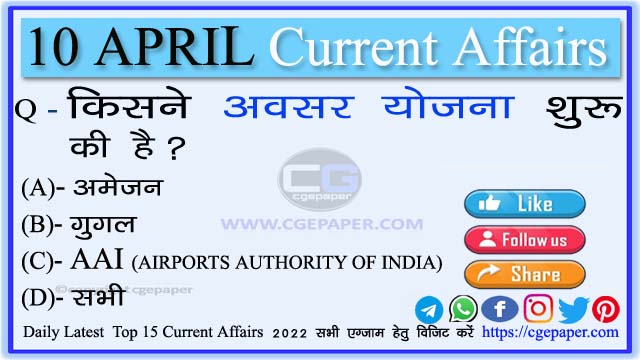 10 April 2022 Current Affairs In Hindi