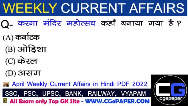 Weekly Current Affairs in Hindi PDF 2022
