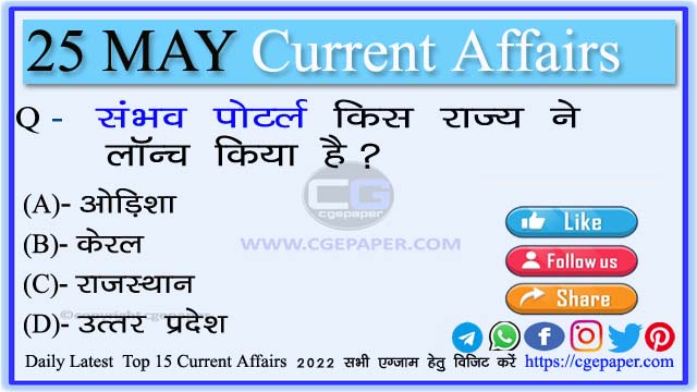 25 May 2022 Current Affairs in Hindi