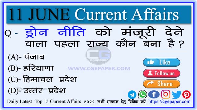 11 June 2022 Current Affairs in Hindi