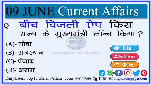 9 June 2022 Current Affairs in Hindi