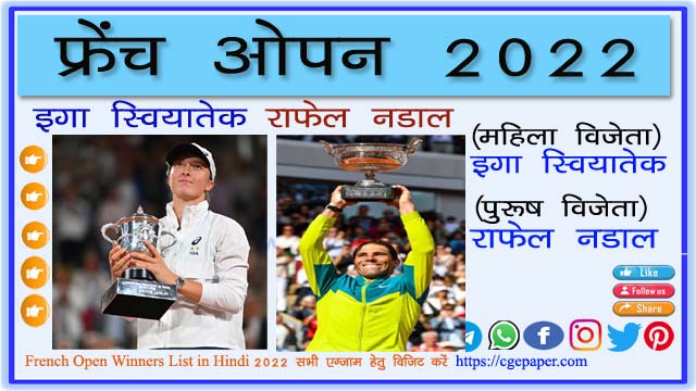 French Open Winner list in Hindi 2022