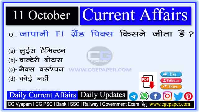 11 October 2022 Current Affairs in Hindi