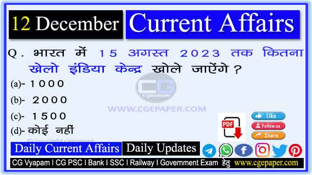 12 December 2022 Current Affairs in Hindi PDF