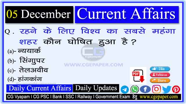 5 December 2022 Current Affairs in Hindi